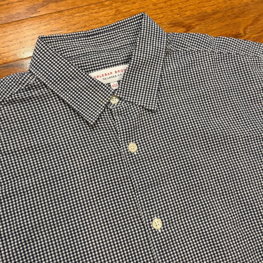 Orlebar Brown Gingham Button Down Shirt Mens Large Tailored Fit Seersucker